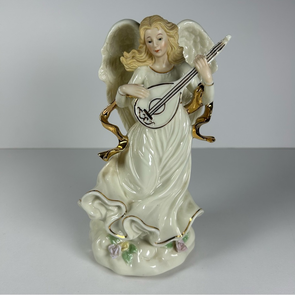 Porcelain Musical Angel Sculpture Plays What A Friend We Have In Jesus Vintage